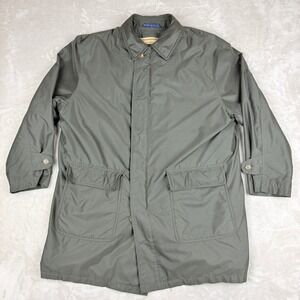 VTG Chaps Ralph Lauren Rain Coat Men XL? Olive Green Removable Wool Blend Liner